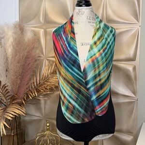 Bebe Printed Wrap Halter Bodysuit Multicolor Size S New With Tags